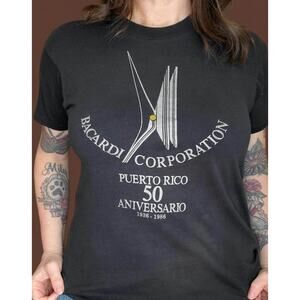 Vintage 80s Bacardi 50th anniversary 1986 t shirt. single stitch, made in usa.